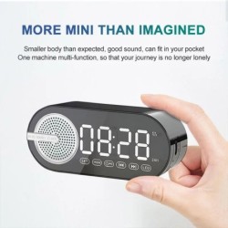 Quiet Wireless Bluetooth Speaker Alarm Clock RGB TWS USB LED Mirror Di