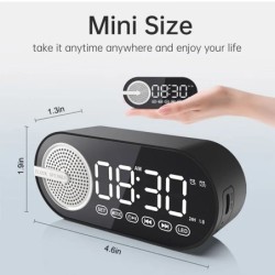 Quiet Wireless Bluetooth Speaker Alarm Clock RGB TWS USB LED Mirror Di