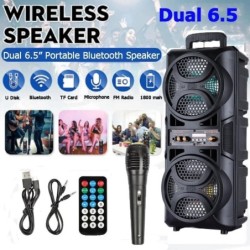 3000w Portable Dual 6.5" Woofer Bluetooth Speaker Heavy Bass Sound Sys