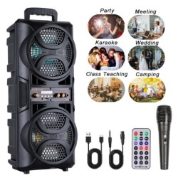 3000w Portable Dual 6.5" Woofer Bluetooth Speaker Heavy Bass Sound Sys