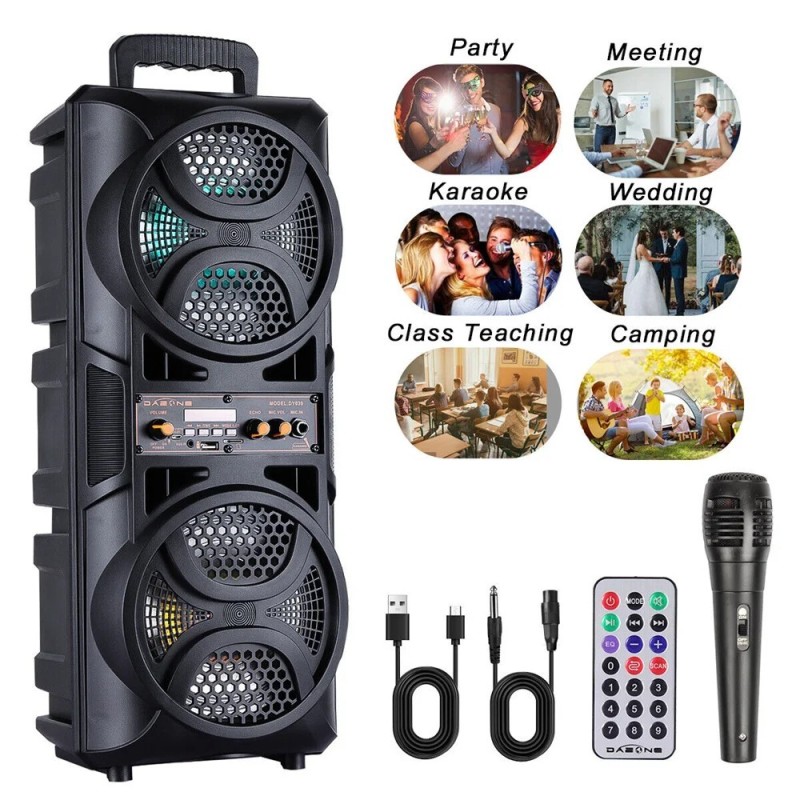3000w Portable Dual 6.5" Woofer Bluetooth Speaker Heavy Bass Sound Sys