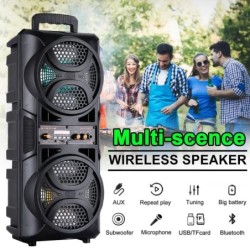 3000w Bluetooth Speaker Portable Dual 6.5" Woofer Heavy Bass Sound Sys