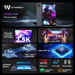 Alphawolf APad2 Tablet 8 inch 16+256GB 2560*1600 2.5K FHD G99 CPU SIM 