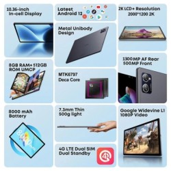 New Global Version 10.36 Inch Tablets 2K Display 8GB RAM 512GB ROM Ten