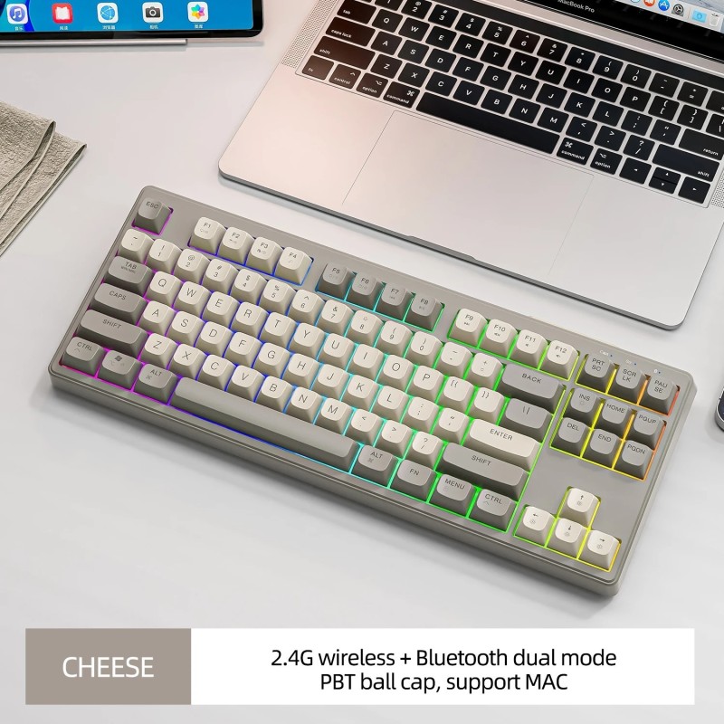 M87 Bluetooth Gaming Keyboard, 2.4G Dual Mode Connection, PBT Ball Cap