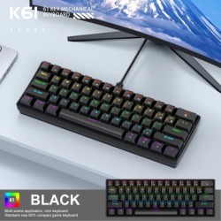 K61 Wired Mechanical keyboard,Red Switch,61 keys,Type-C Interface,Desk