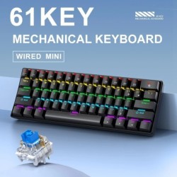 K61 Wired Mechanical keyboard,Red Switch,61 keys,Type-C Interface,Desk
