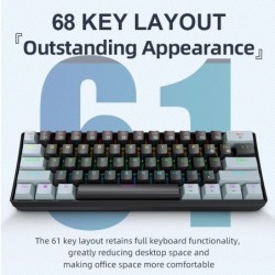 K61 Wired Mechanical keyboard,Red Switch,61 keys,Type-C Interface,Desk