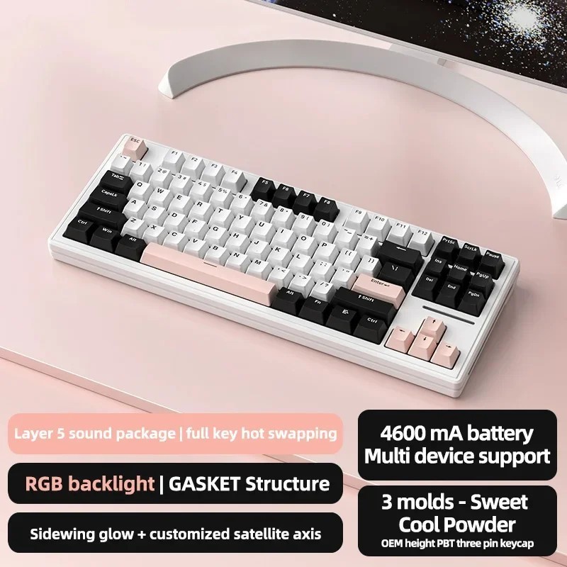 Attack Shark M87RGB Bluetooth Mechanical Keyboard,RGB backlight,Hot-sw