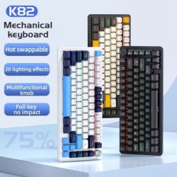 K82 Multifunctional Knob Wired Mechanical Keyboard,82 Keys,Full Key Ho