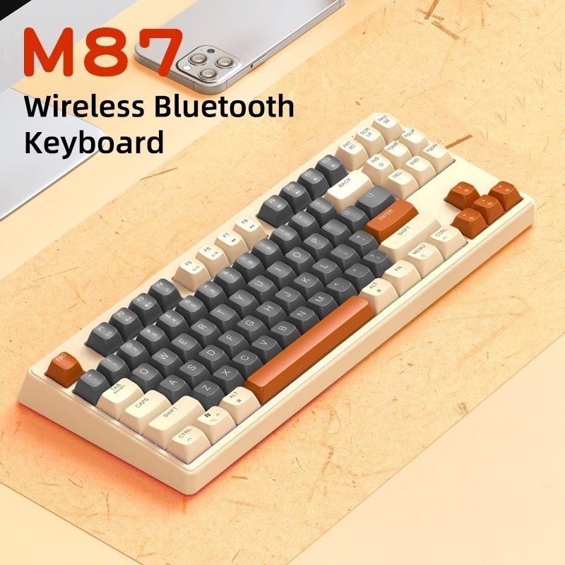 APAYADO M87 Bluetooth Keyboard, 2.4G Dual Mode Connection, PBT Ball Ca