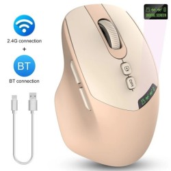 T02 Mute Wireless Mouse,Bluetooth Dual-Mode,With Display Screen, Noise