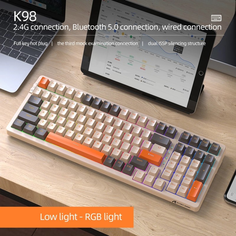 Attack Shark K98 Wired Gaming Mechanical Keyboard ,Type-C connection, Attack Shark K98 Wired Gaming Mechanical Keyboard ,Type-C connection,