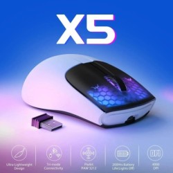 ATTACK SHARK X5 49g wireless Gaming Mouse,Bluetooth Tri-mode,PixArt Op