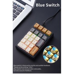 21 key Wired Mechanical Numeric Keypad with Multi-color Lights and Blu