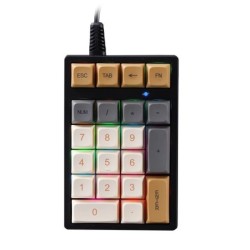 21 key Wired Mechanical Numeric Keypad with Multi-color Lights and Blu