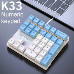 33 Key Wired Mechanical Numeric Keypad with Multi-color Lights Suitabl