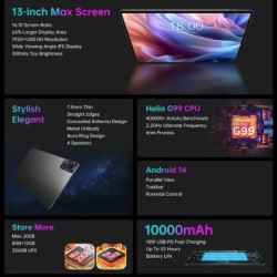 NEW Tablet Teclast T65MAX MTK G99 Octa-Core 13inch 1920x1200IPS 8GB RA