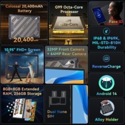 Cubot Tab KingKong 2, Rugged Tablet Android 14, Helio G99, 20400mAh Ba