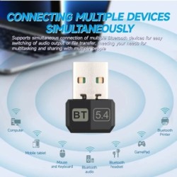 USB Bluetooth 5.4 Adapter Wireless Bluetooth 5.3 Dongle Adapter for PC