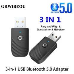 GRWIBEOU USB 3 In 1 Bluetooth 5.0 AdapterAudio Receiver Transmitter 3.