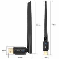 USB Bluetooth 5.4 Adapter 150M 20M Dongle for PC Wireless Mouse Keyboa