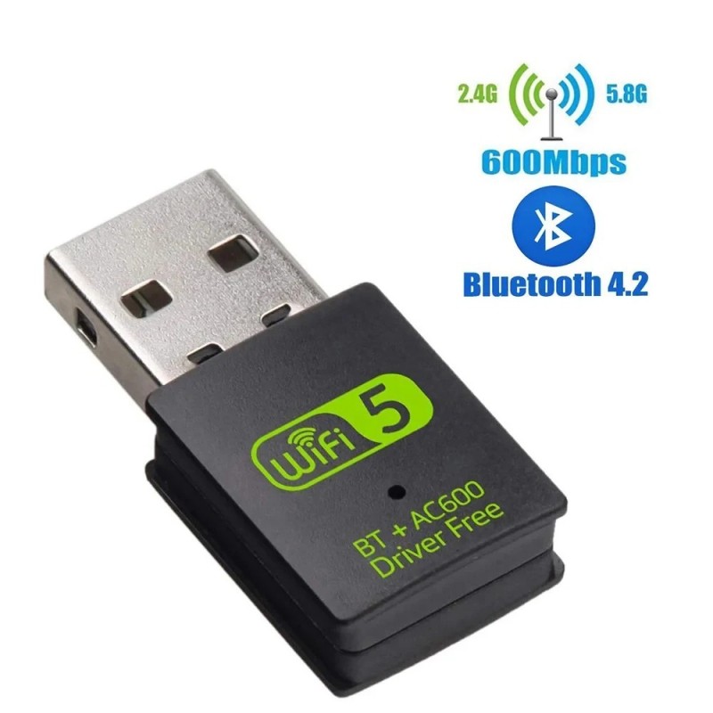 600Mbps BT 4.2 Mini USB WiFi Wireless Adapter Dongle Dual Band 2.4G/5G
