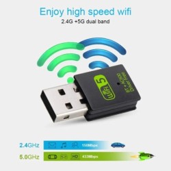 600Mbps BT 4.2 Mini USB WiFi Wireless Adapter Dongle Dual Band 2.4G/5G