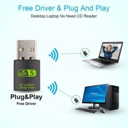 600Mbps BT 4.2 Mini USB WiFi Wireless Adapter Dongle Dual Band 2.4G/5G
