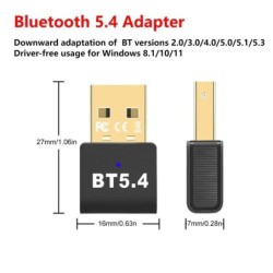 Bluetooth Adapter BT V5.4/5.3/5.1/5.0 USB Dongle Receiver For PC Wirel