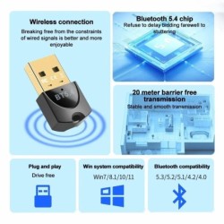 Bluetooth Adapter for PC USB Bluetooth 5.4 Dongle Bluetooth 5.3 Receiv