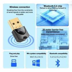USB Bluetooth 5.4 5.3 Adapter Wireless Dongle Adapters for PC Wireless