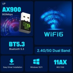 AX900 WiFi 6 Bluetooth5.3 WiFi USB Adapter Dual Band 2.4G&5GHz WiFi Ne