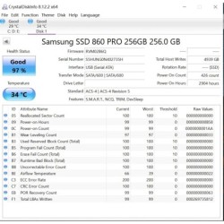 USED Original SAMSUNG 860 PRO SSD 256GB 2.5 Inch SATA III Internal Sol