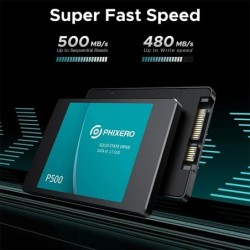 PHIXERO 2.5” SATA III SSD 128GB 256G 512GB Internal Solid State Drive 