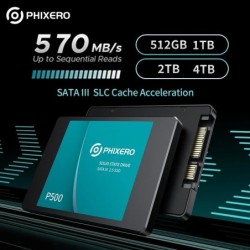 PHIXERO SSD HDD 2.5 Hard Disk SSD 1TB 2TB 512GB 128GB 256GB HD SATA 4T