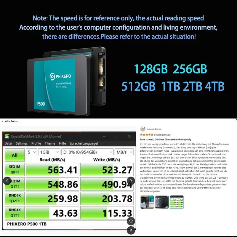 PHIXERO SSD HDD 2.5 Hard Disk SSD 1TB 2TB 512GB 128GB 256GB HD SATA 4T