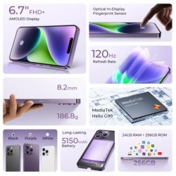 OUKITEL P1 Smartphone Global Version 6.7'' 120Hz AMOLED Display 8GB 25