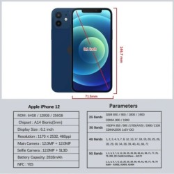 Original iPhone 12 5G Mobile Phone 64/128GB IOS A14 Bionic Hexacore 6.