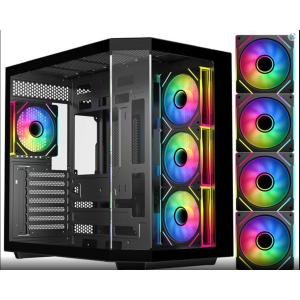 DIYPC ARGB-N3-BK Black USB3.0/ Type C Tempered Glass E-ATX /ATX Gaming Computer Case w/ 3 x