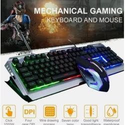 Dragon Metallic Silver Mechanical Gaming Keyboard and Mouse Set