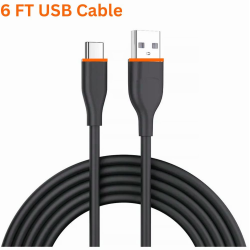 6FT Type-C to USB Cable 2.4A Heavy-Duty Durable Soft Flexible Tangle-Free Charging